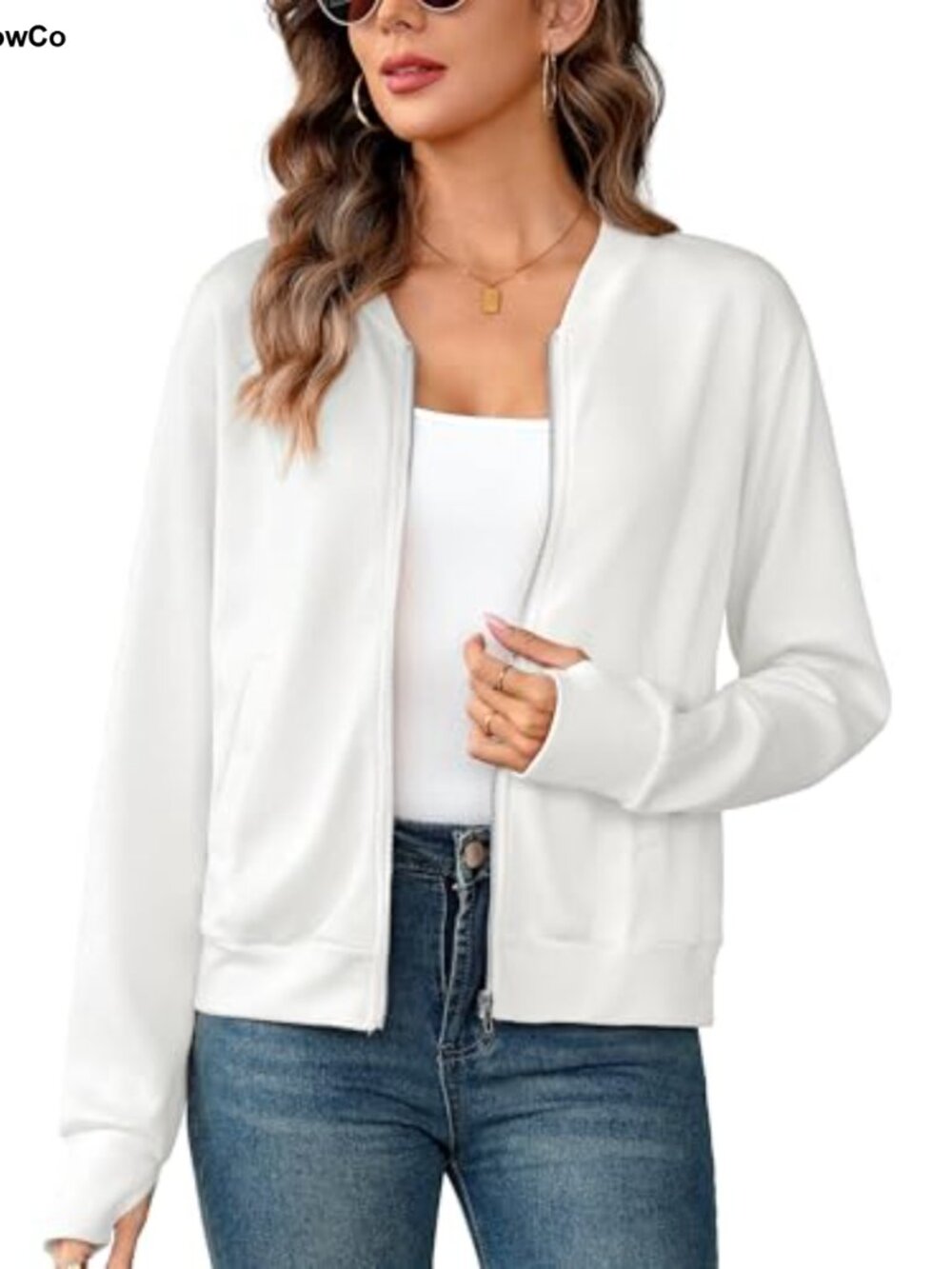 Zip Up Sweatshirt Jacket with Pockets for Women Lightweight